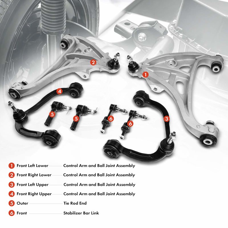 8x Front Control Arm & Ball Joint Sway Bar Link Tie Rod End for Ford F-150 04-05