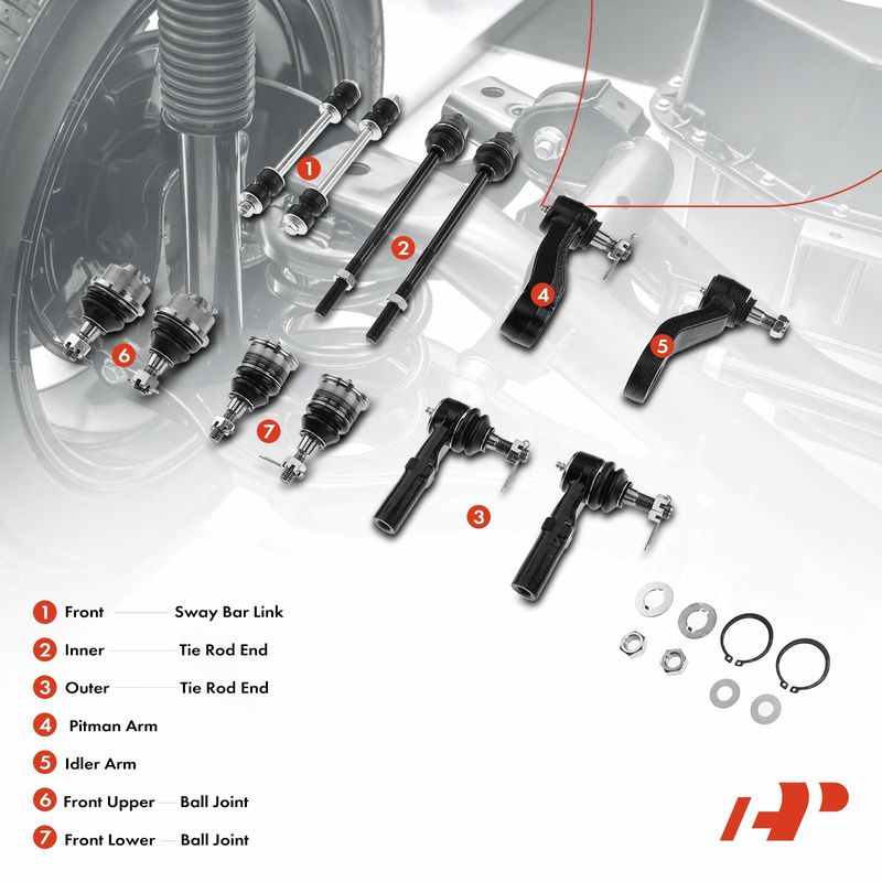 12x Front Sway Bar Link Tie Rod End & Ball Joint for Chevy Silverado GMC Sierra