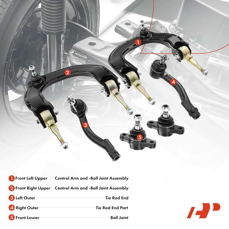 6x Front Control Arm with Ball Joint Tie Rod End for Hyundai Sonata Kia Optima