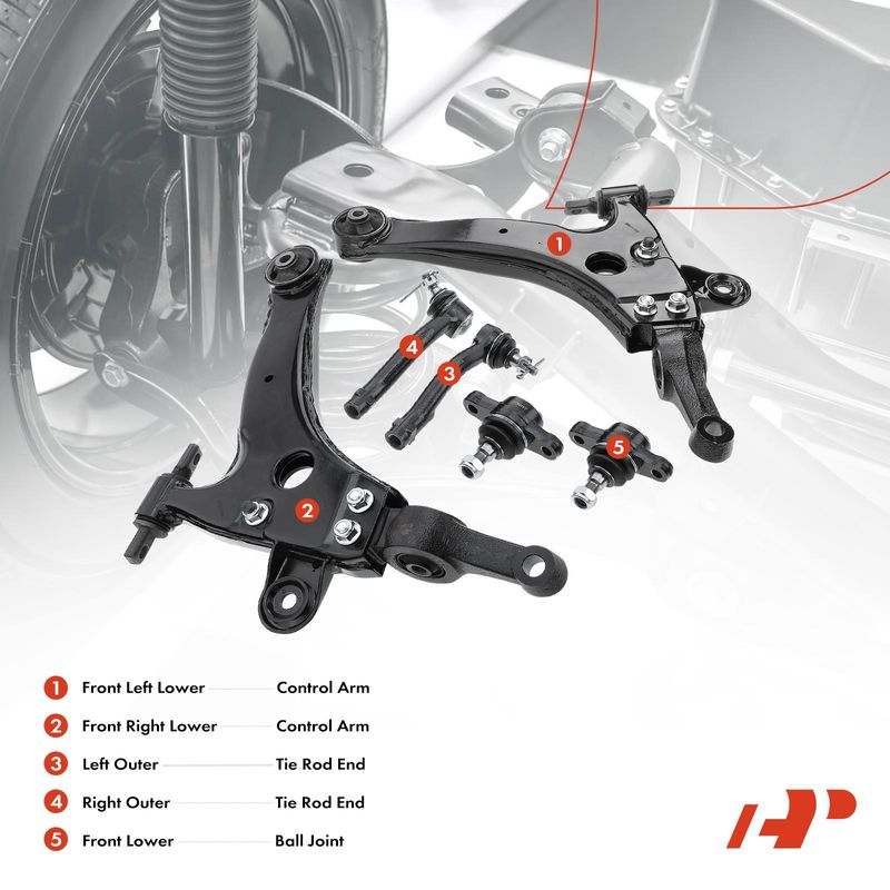 6x Front Control Arm & Tie Rod End & Ball Joint for Hyundai Sonata Kia Magentis