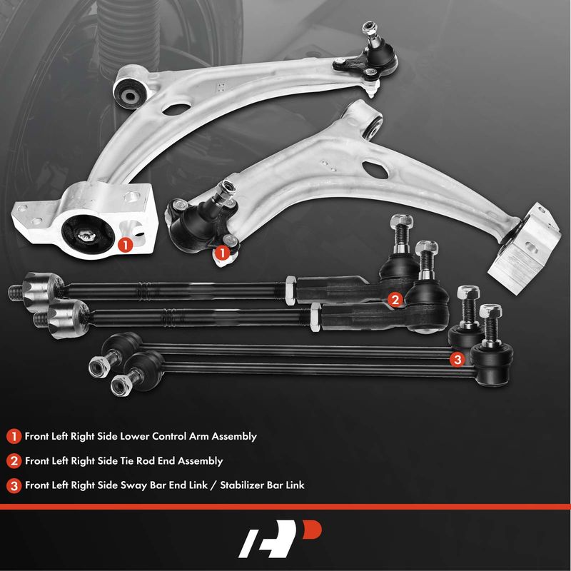 8x Front Control Arms Ball Joints Sway Bar End Links Kit for VW CC Passat Tiguan