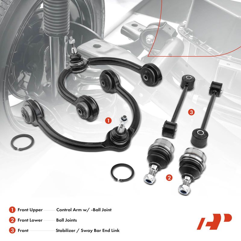 6x Front Upper Control Arm with Ball Joint Sway Bar for Jeep Grand Cherokee 05-10