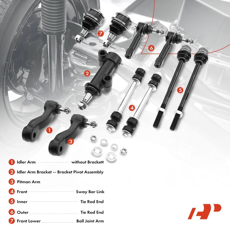 11x Front Sway Bar Link Tie Rod End Idler & Pitman Arm Ball Joint for Chevy GMC