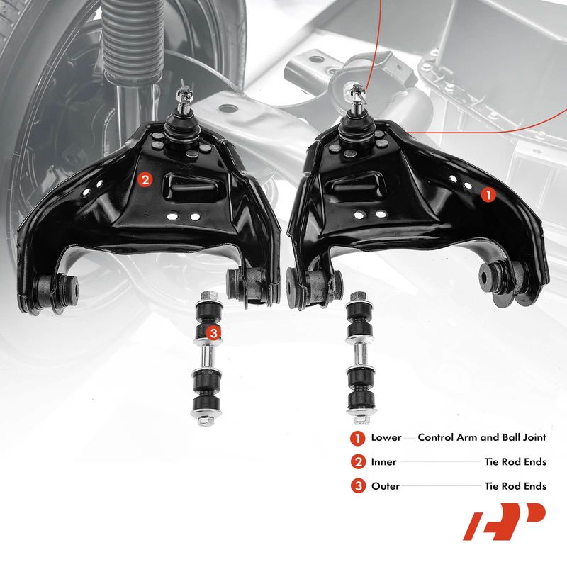 4x Front Upper Control Arm with Sway Bar Link & Ball Joint Assembly for Chevy GMC