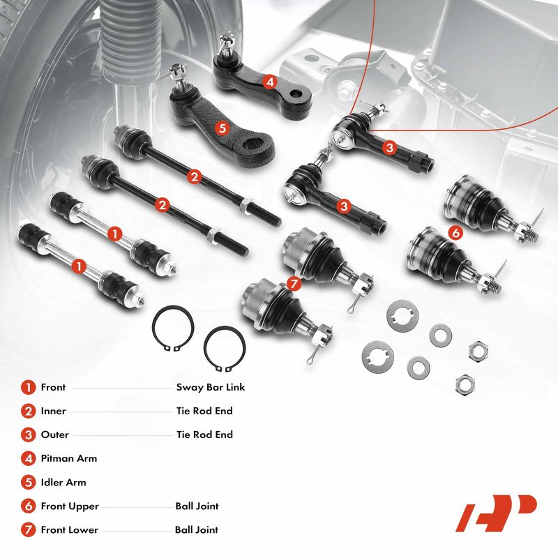 12x Front Sway Bar Link Tie Rod End Pitman Arm & Ball Joint Kit for Chevy GMC 4WD