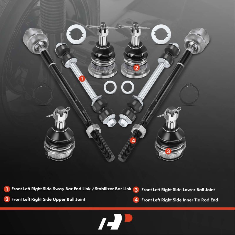 8x Front Sway Bar Link & Tie Rod End Ball Joint for Chevy Express GMC Savana 1500