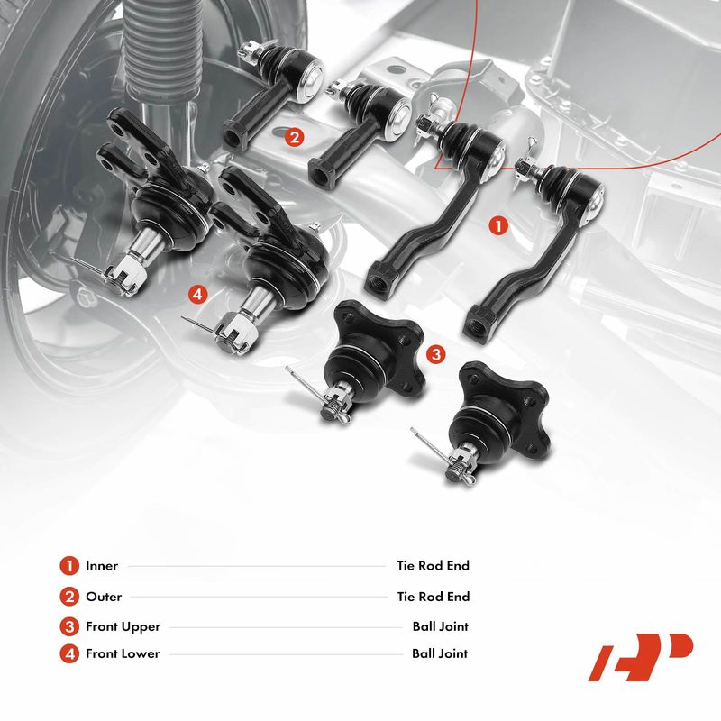 8x Inner & Outer Tie Rod End with Ball Joint for Mazda B2200 B2600 1987-1993 RWD