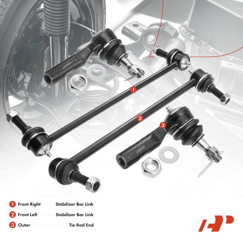 4x Front Stabilizer Sway Bar End Links & Tie Rod End for Chevy Equinox Pontiac