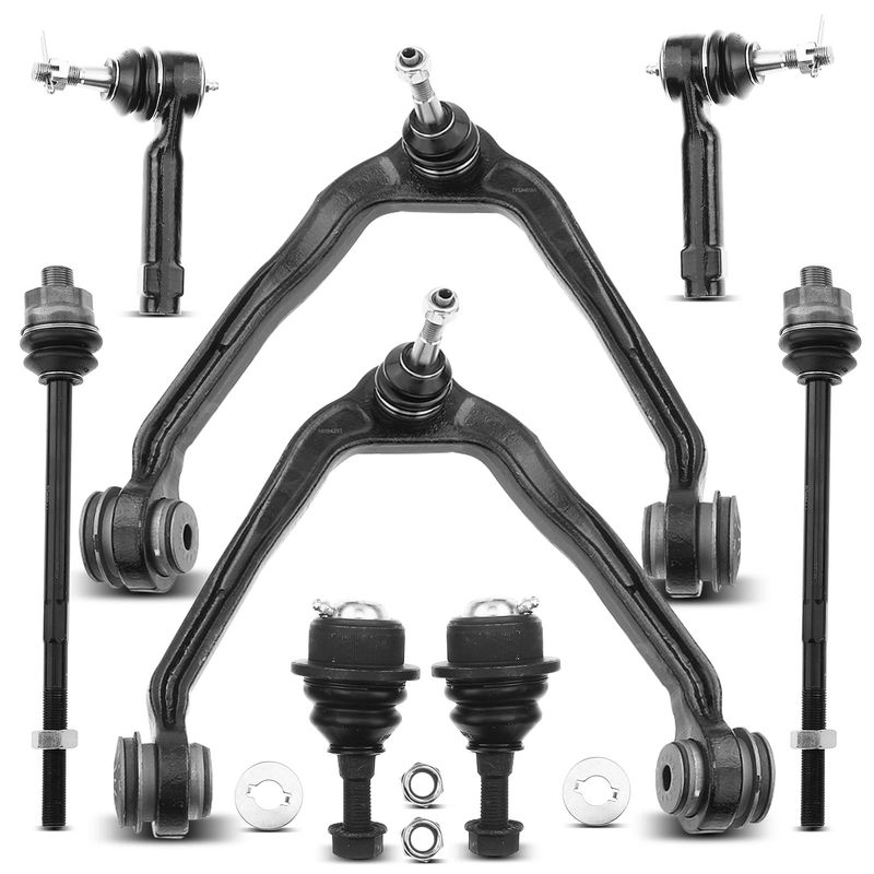 8x Front Upper Control Arm with Ball Joint Tie Rod End for Chevy Cadillac GMC