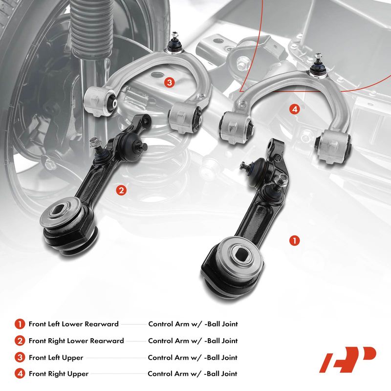 4x Front Lower & Upper Control Arms with Ball Joint for Mercedes-Benz W220 S500