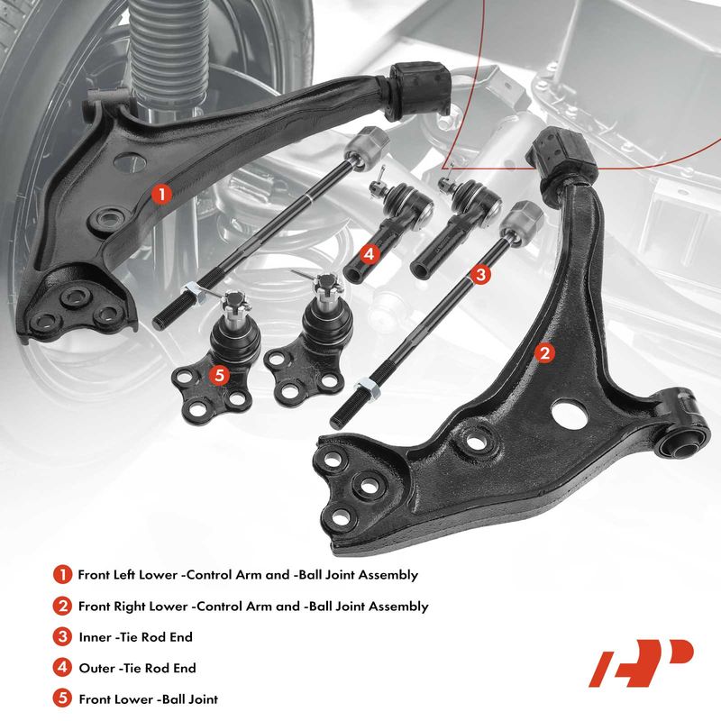 8x Front Lower Control Arm Tie Rod End for Mercury Villager Nissan Quest 99-02