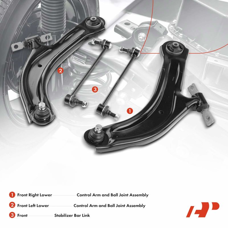 4x Front Control Arm with Stabilizer Bar Link for Nissan Sentra 07-12 2.0L 2.5L