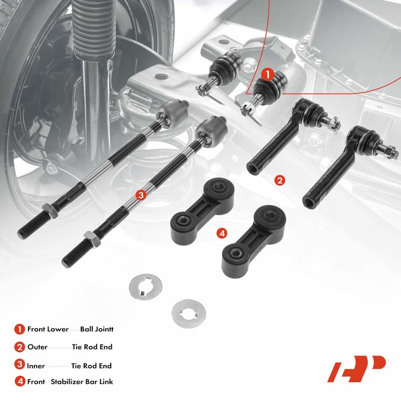 8x Front Stabilizer Sway Bar End Links & Tie Rod End for Subaru Impreza 98-01