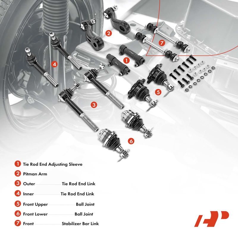 14x Front Sway Bar Link & Tie Rod End for Cadillac Escalade Chevrolet Tahoe GMC