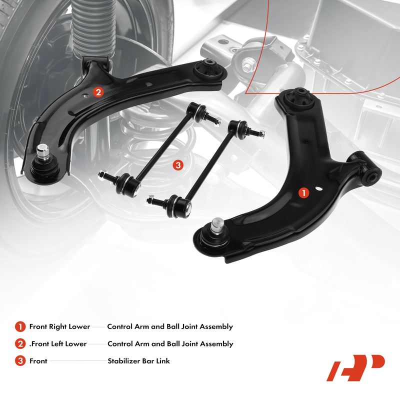 4x Front Control Arm with Ball Joint Sway Bar Link for Nissan Versa 07-12 Cube