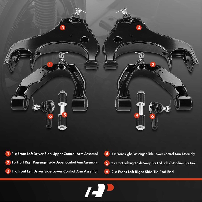 8x Front Control Arm with Ball Joint & Sway Bar Link for Nissan Xterra 00-04