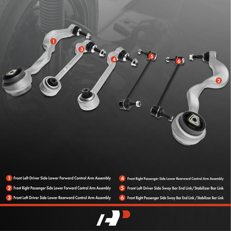 6x Front Control Arm with Ball Joint Sway Bar Link for BMW E90 325i 328i 335i