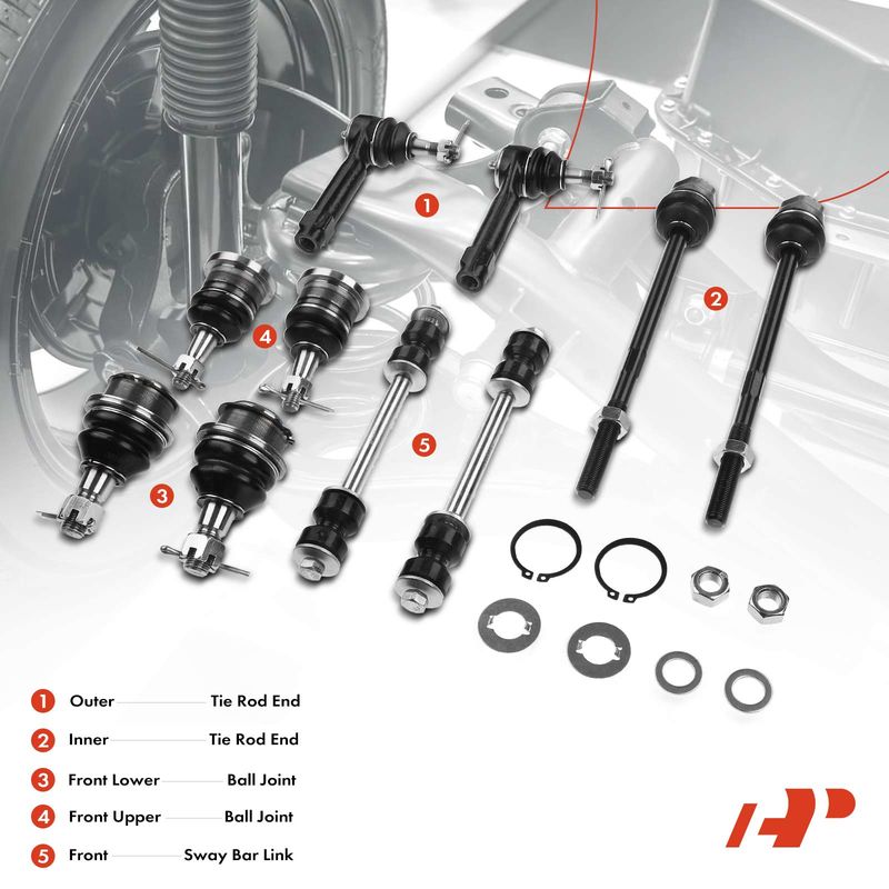 10x Front Sway Bar Link & Tie Rod End Ball Joint for Chevy Silverado Sierra