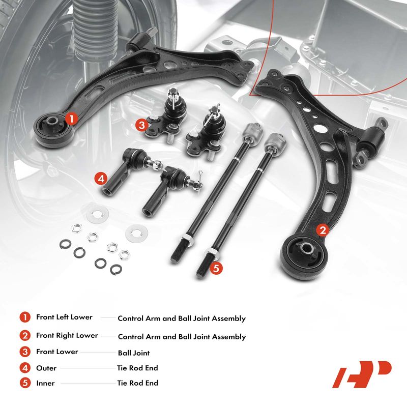 8x Front Control Arm & Tie Rod End & Ball Joint for Toyota Camry Avalon Lexus