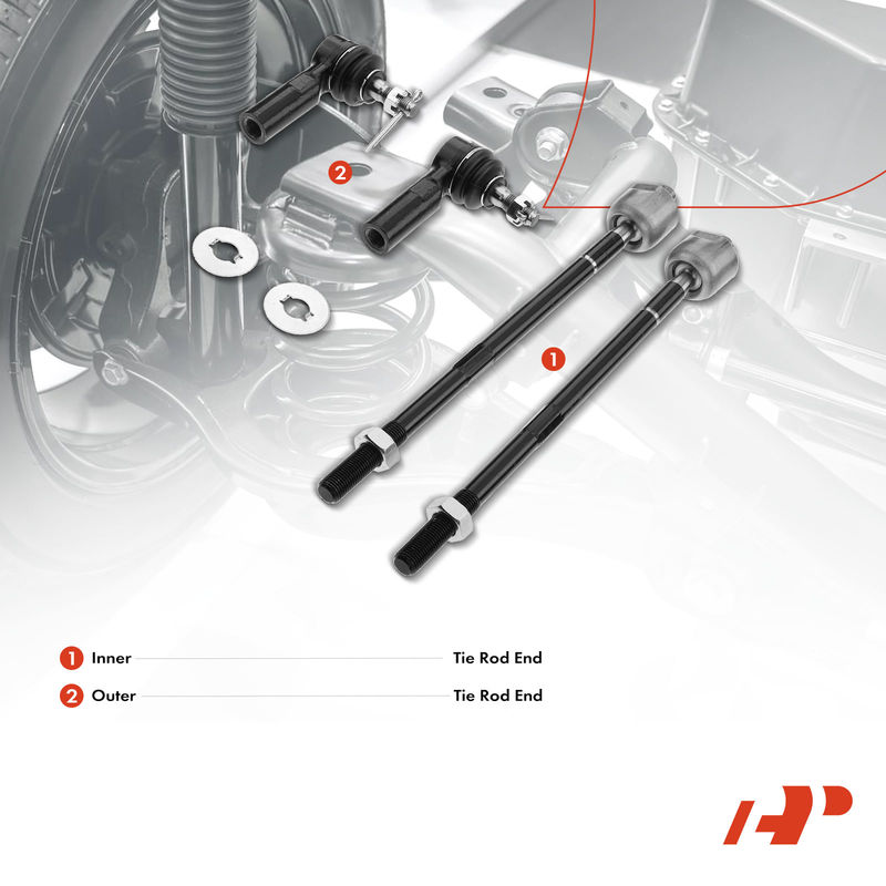 4x Inner & Outer Tie Rod End for Toyota Corolla RAV4 Chevrolet Prizm Geo Prizm