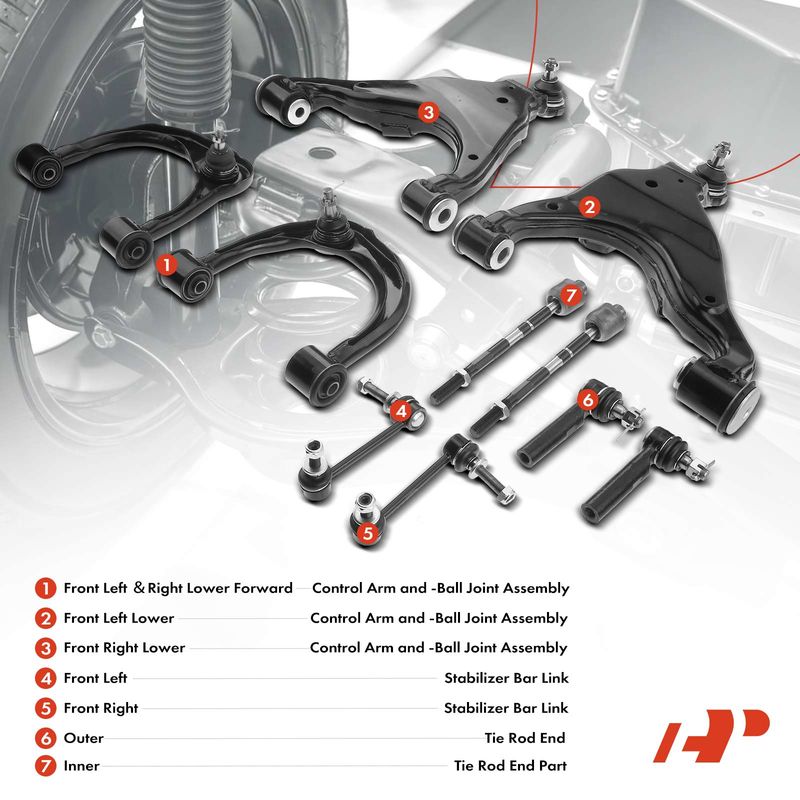 10x Front Control Arm & Ball Joint Assembly Sway Bar Link for Toyota Lexus GX470