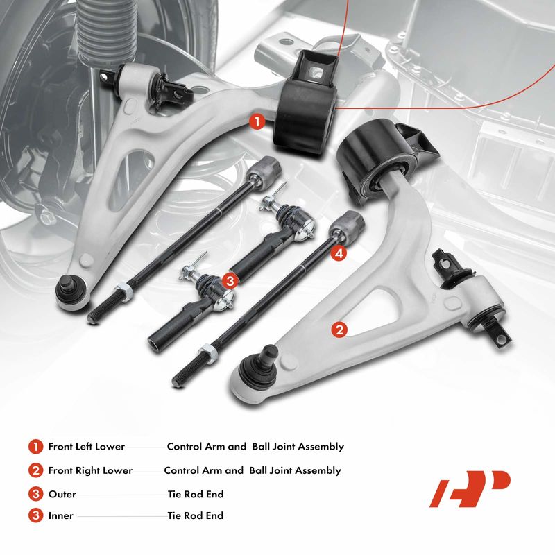 6x Front Control Arm & Ball Joint Tie Rod End for Ford Freestar Mercury Monterey