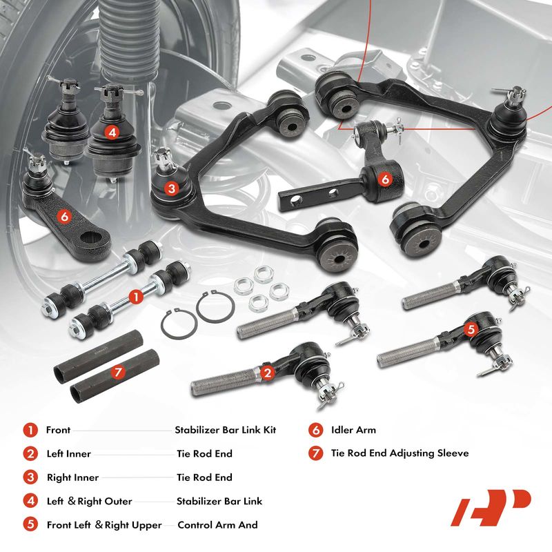 14x Front Control Arm & Ball Joint Sway Bar Link Tie Rod End Kits for Ford F-150