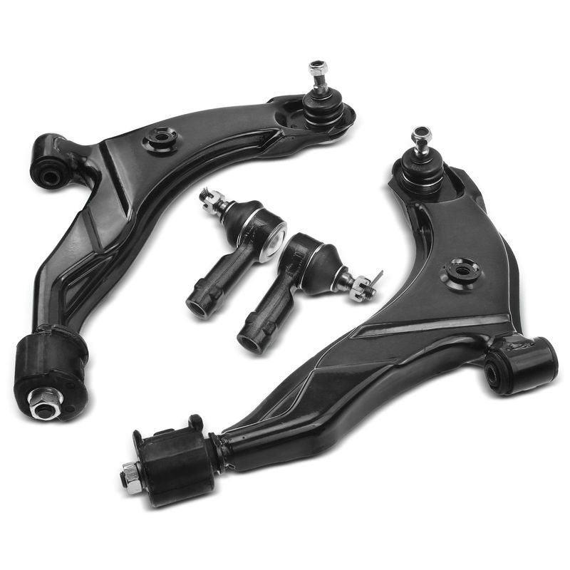 4x Front Control Arm with Ball Joint & Outer Tie Rod Ends for Hyundai Accent