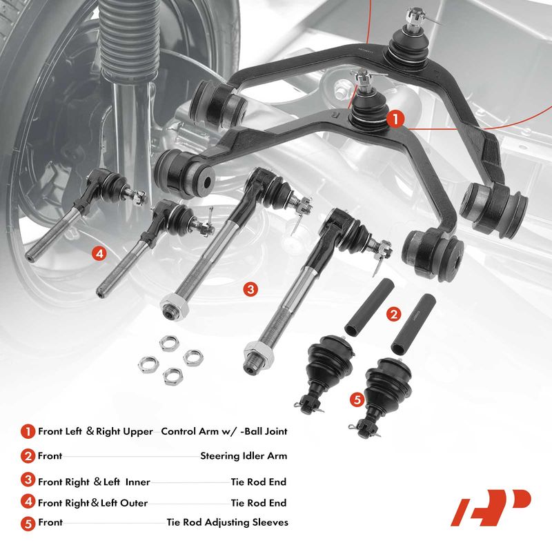 10x Front Control Arm with Ball Joints Tie Rod End for Ford F-150 F-250 RWD