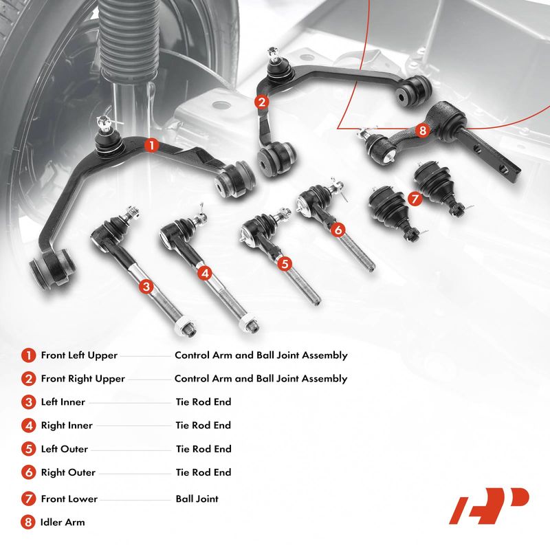 9x Front Control Arm & Ball Joint Tie Rod End for Ford F-150 F-250 Lincoln RWD