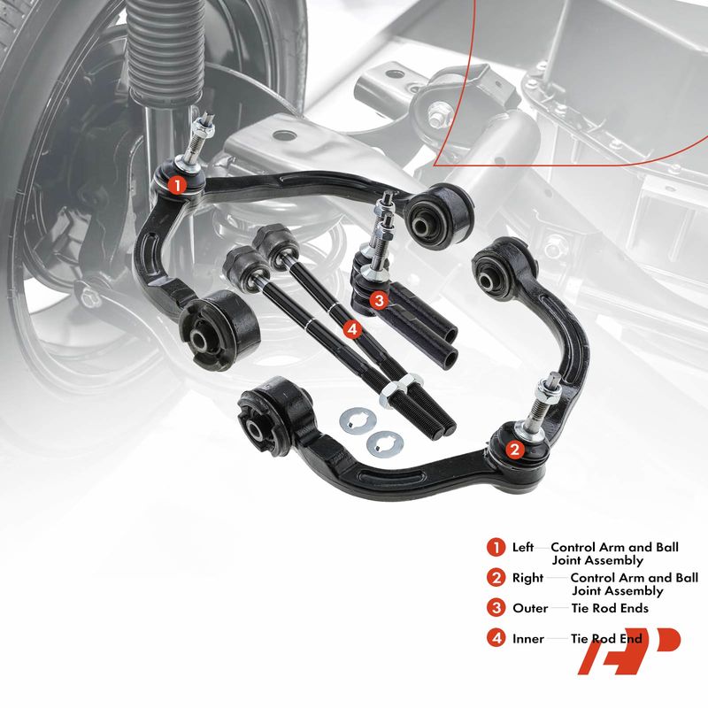 6x Front Control Arm with Ball Joint & Tie Rod End for Ford Expedition 03-06