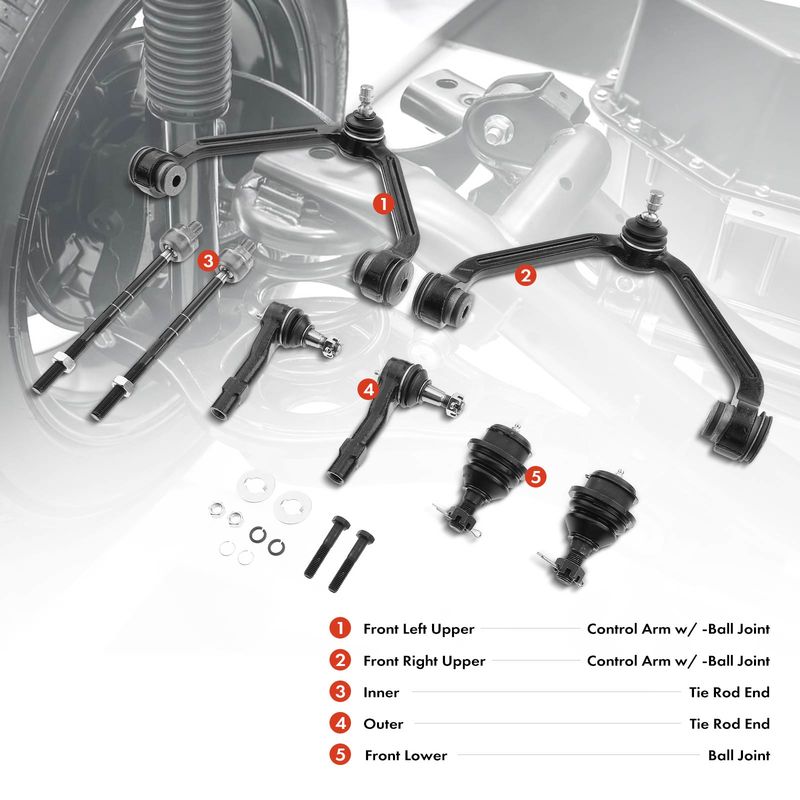 8x Front Control Arm with Ball Joint Tie Rod End for Ford Explorer Mazda