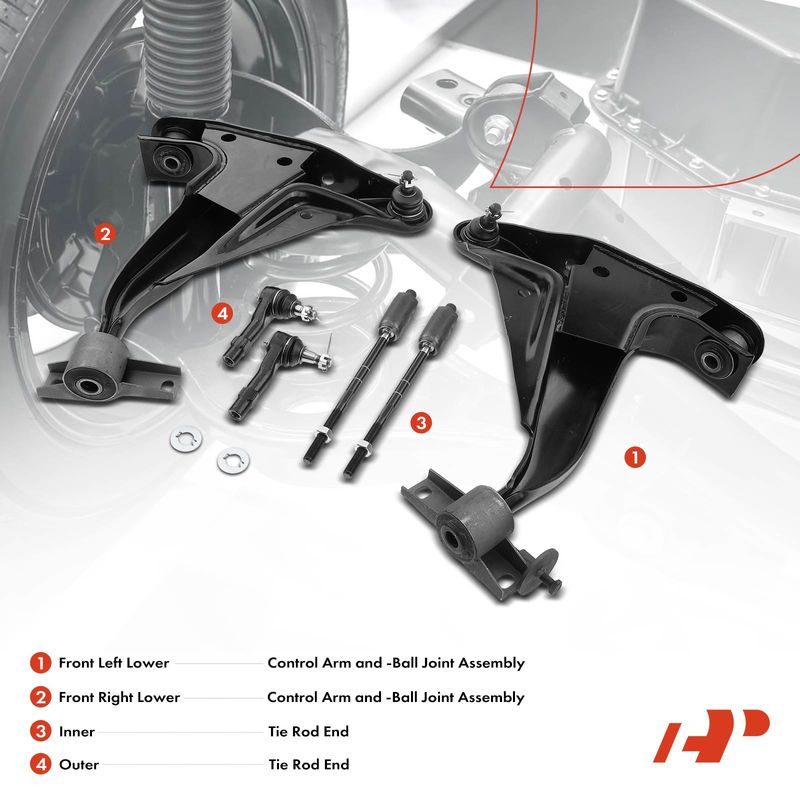 6x Front Control Arm with Ball Joints Tie Rod End for Ford Explorer Mercury 4.0L