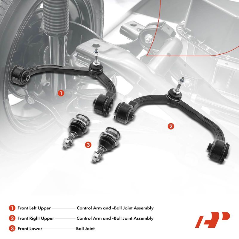 4x Front Control Arm & Ball Joints for Ford Expedition with Standard Suspension