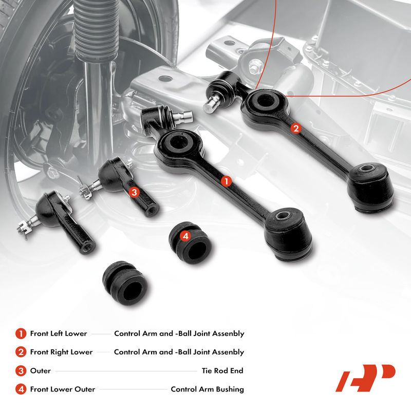 6x Front Lower Control Arm with Ball Joint Tie Rod End for Ford Escort 1984-1990