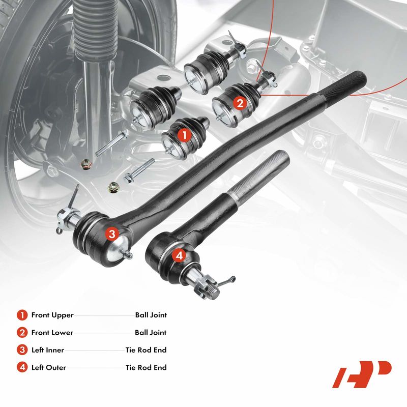 6x Front Tie Rod End & Ball Joint for Ford Excursion 00-05 F-250 F350 99-04 RWD