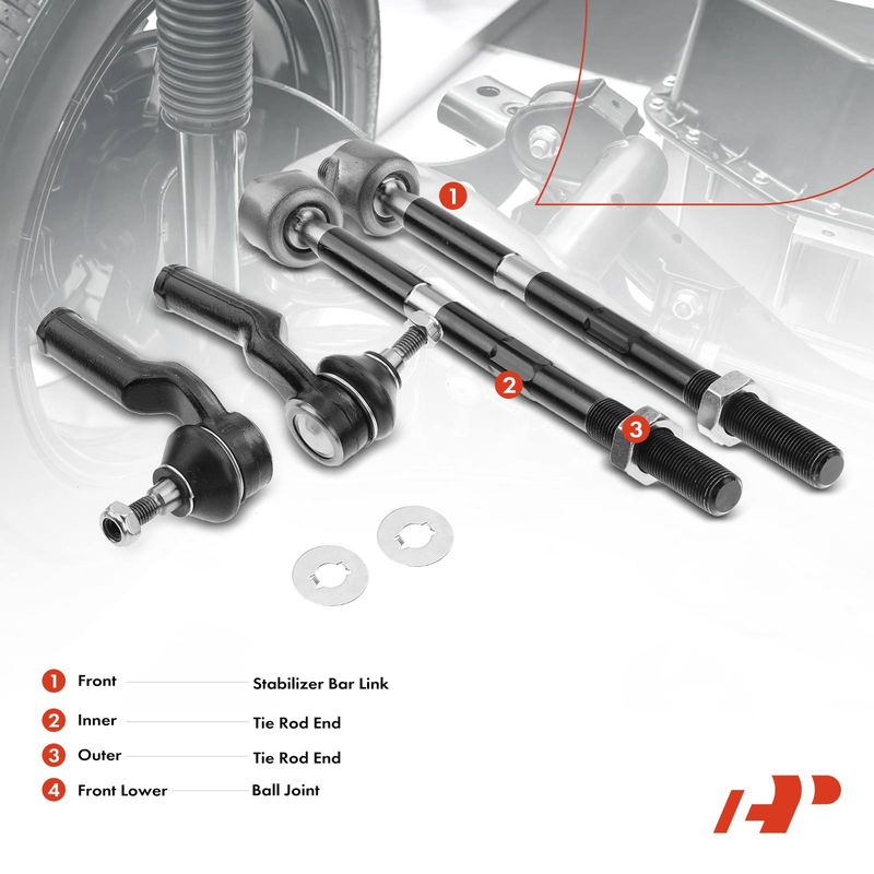 4x Inner & Outer Tie Rod End for Ford Escape 13-19 Focus 12-18 C-Max