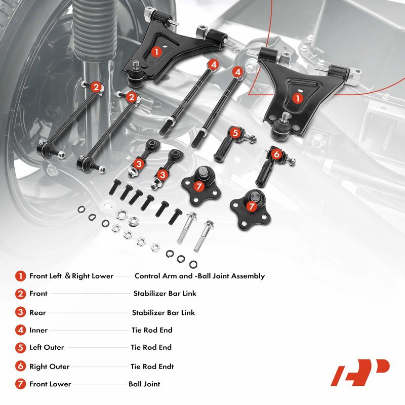 12x Front & Rear Control Arm Sway Bar Link Tie Rod End for Ford Contour Mercury