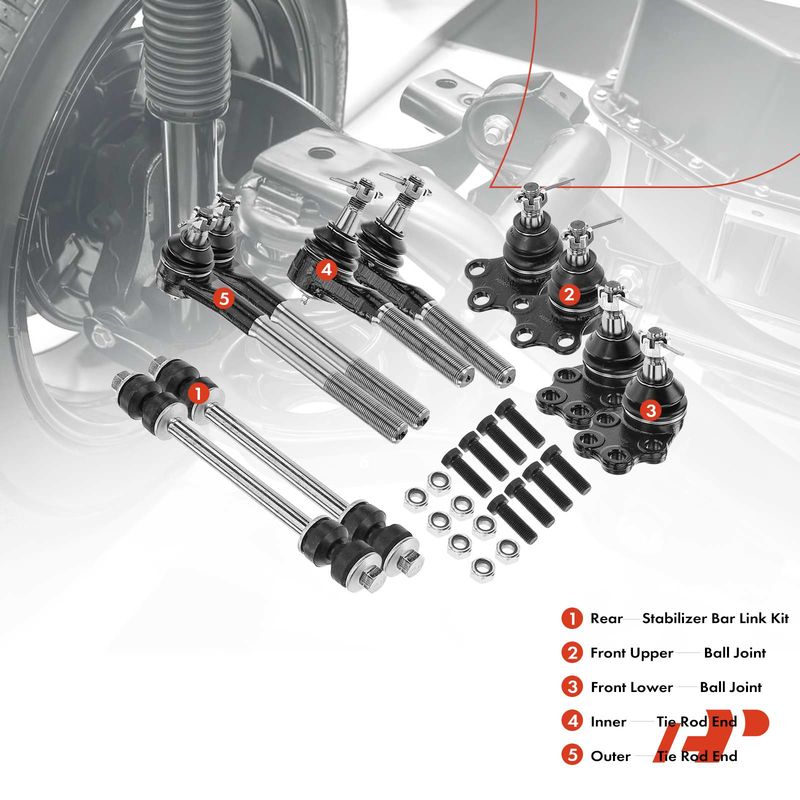 10x Front Stabilizer Bar Link & Tie Rod End for Dodge Ram 1500 2000-2001 RWD