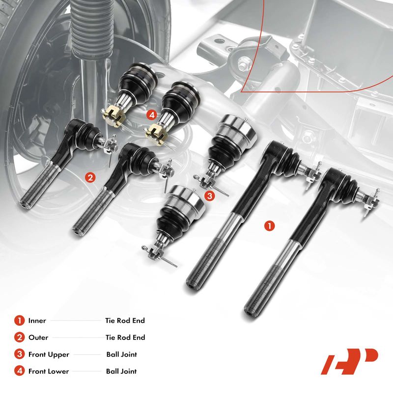 8x Inner & Outer Tie Rod End & Ball Joint for Dodge Ram 2500 3500 1994-1999 RWD