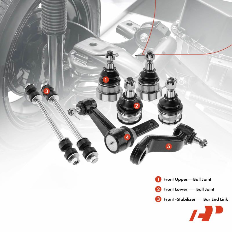 8x Front Pitman Idler Arm Stabilizer Bar Link Ball Joint for Dodge Ram 1500 94-99