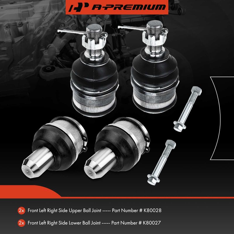 4x Front Lower & Upper Ball Joints Kit for Ford F-250/350 Super Duty Excursion RWD
