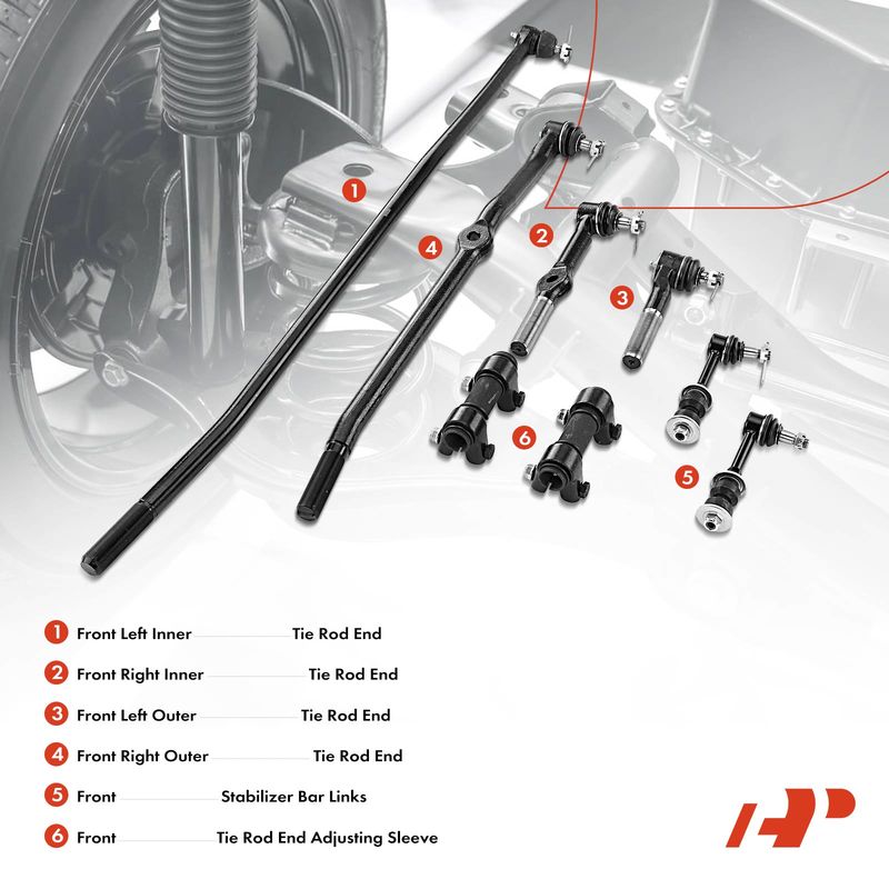 8x Front Inner & Outer Tie Rod End Sway Bar Links for Dodge Ram 1500 2500 95-97