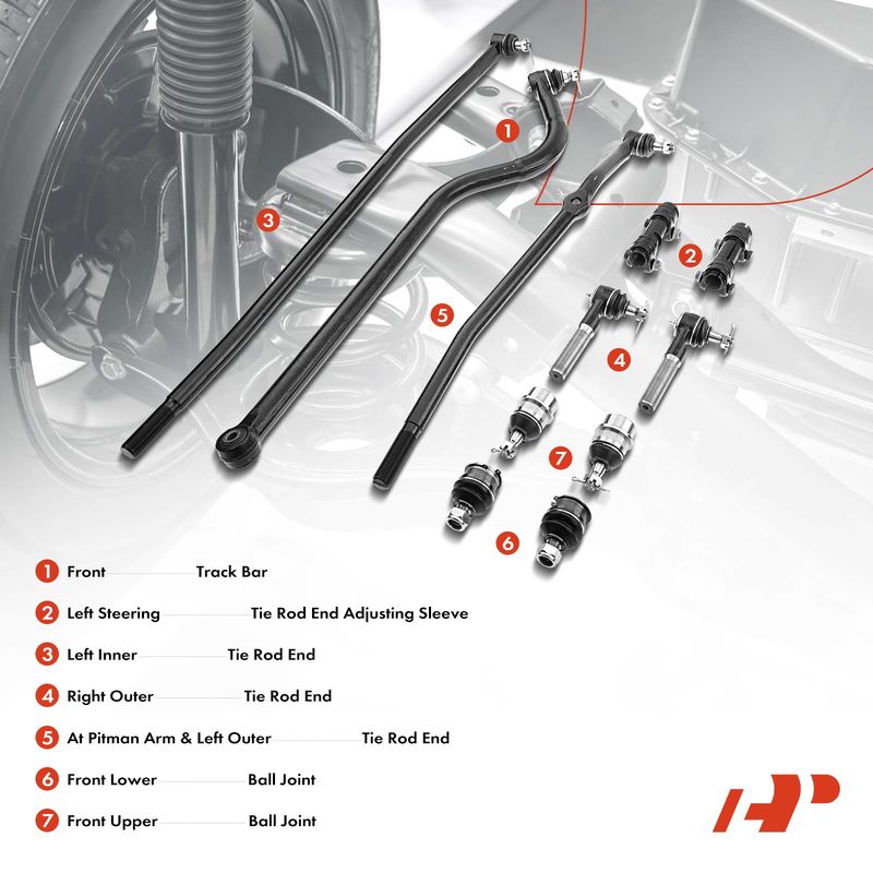 11x Inner & Outer Tie Rod End with Ball Joint Track Bar for Dodge Ram 1500 98-99
