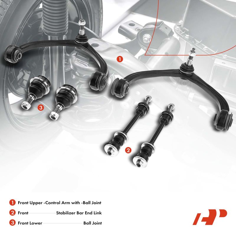6x Front Control Arm & Bar End Link & Ball Joint for Dodge Ram Dakota Mitsubishi