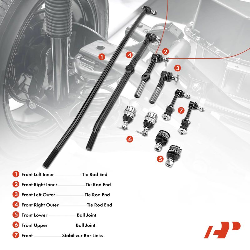 10x Front Tie Rod End Ball Joints Sway Bar Links for Dodge Ram 1500 2500 95-97