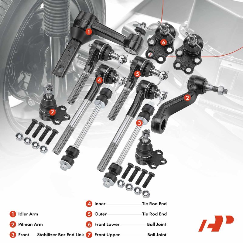 12x Front Idler Arm & Pitman Arm Stabilizer Bar End Link for Dodge Ram 1500 00-20