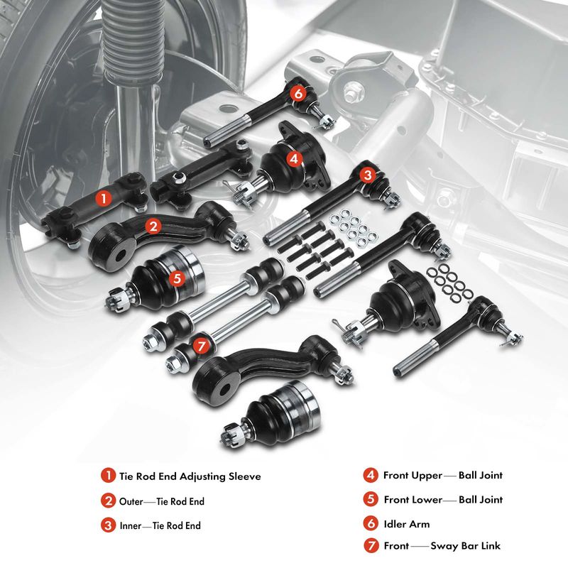 14x Front Sway Bar Link with Ball Joint Tie Rod End for Chevrolet Express 1500 GMC