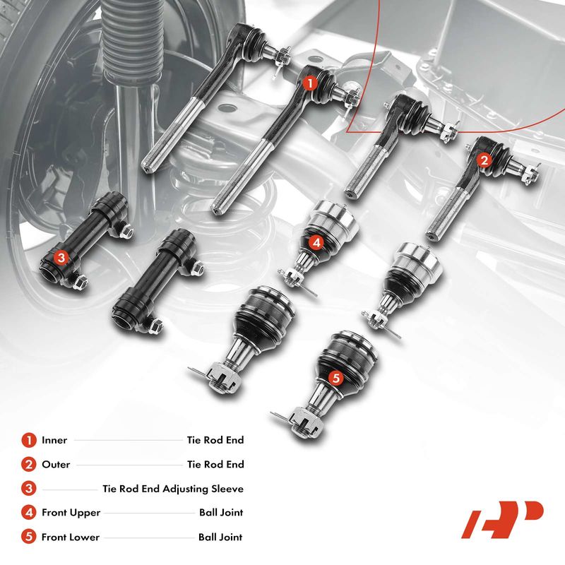 10x Inner & Outer Tie Rod End & Ball Joint for Dodge Ram 2500 3500 97-99