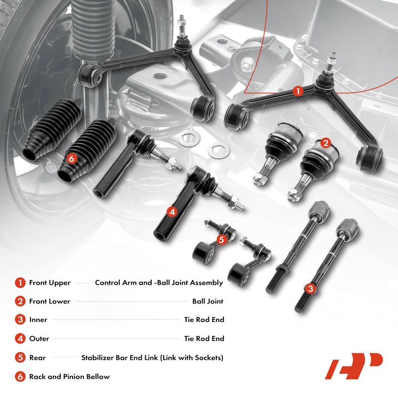 12x Front & Rear Control Arm Sway Bar Link Tie Rod End for Dodge Durango Chrysler